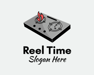 Cooking Stove Clock  logo design