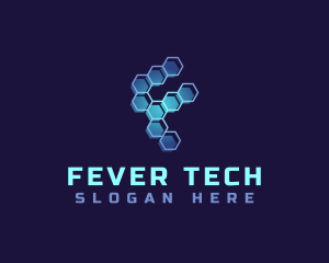 Tech Honeycomb Letter F logo design