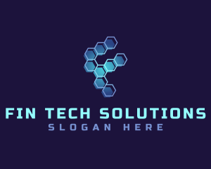 Tech Honeycomb Letter F logo design