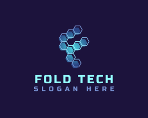 Tech Honeycomb Letter F logo design