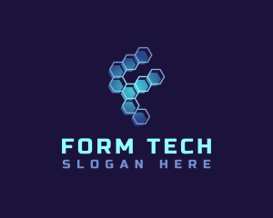 Tech Honeycomb Letter F logo design