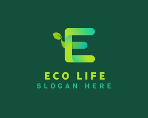 Organic Plant Letter E logo design