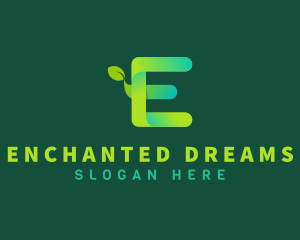 Organic Plant Letter E logo design