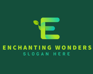 Organic Plant Letter E logo design