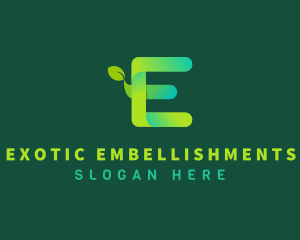 Organic Plant Letter E logo design