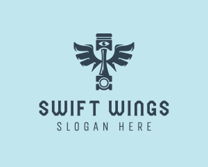 Winged Piston Eye logo design