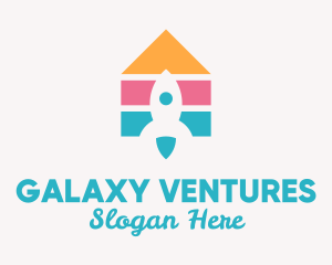 Multicolor House Rocket  logo design