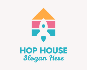 Multicolor House Rocket  logo design