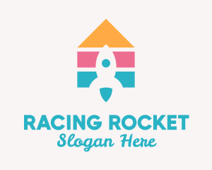 Multicolor House Rocket  logo design