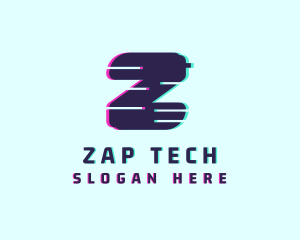 Digital Glitch Letter Z logo design