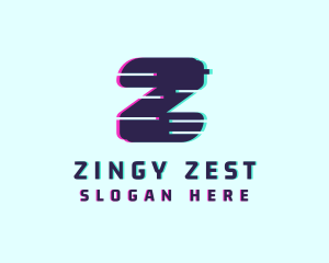 Digital Glitch Letter Z logo design