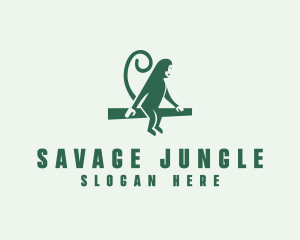 Sitting Jungle Monkey logo design