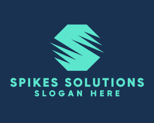 Hexagonal Spiky Letter S logo design