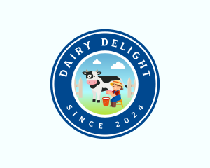 Cow Milk Farmer logo design