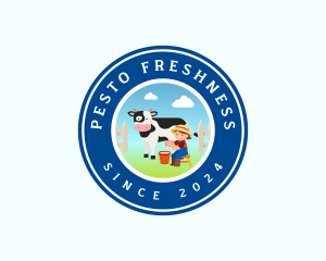 Cow Milk Farmer logo design