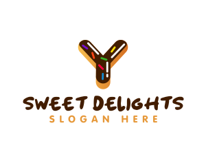 Donut Sweet Dessert Letter Y logo