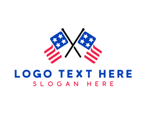 Double American Flag  logo