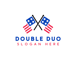 Double American Flag  logo design