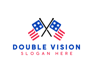 Double American Flag  logo design