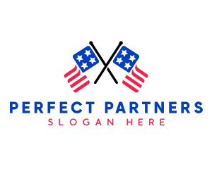 Double American Flag  logo design