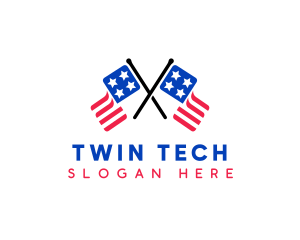 Double American Flag  logo design