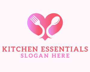 Restaurant Cutlery Heart logo design