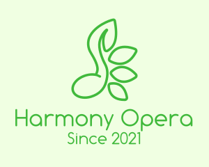 Green Music Note Leaves logo design