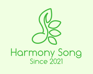Green Music Note Leaves logo