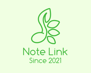 Green Music Note Leaves logo design