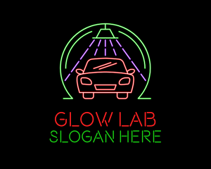 Glowing Neon Car Wash logo