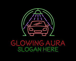 Glowing Neon Car Wash logo design