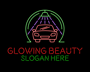 Glowing Neon Car Wash logo design