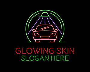 Glowing Neon Car Wash logo design