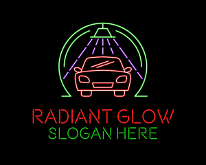 Glowing Neon Car Wash logo