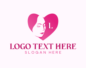 Female Face Heart logo