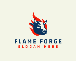 Flame Cow Barbecue logo design