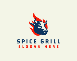 Flame Cow Barbecue logo design