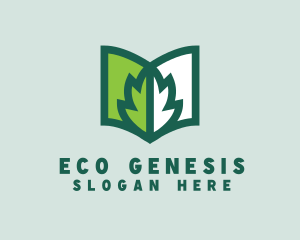 Eco Book Leaf logo design