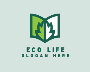 Eco Book Leaf logo design