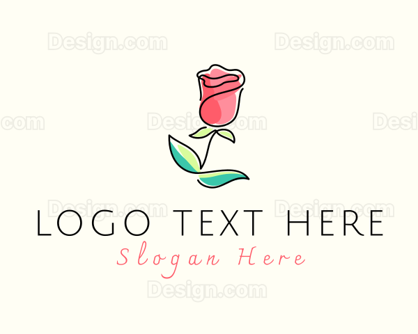 Watercolor Rose Flower Logo