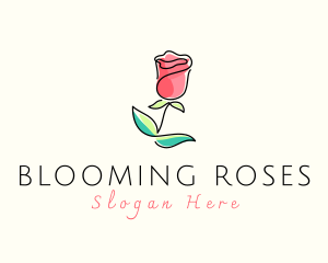 Watercolor Rose Flower logo design