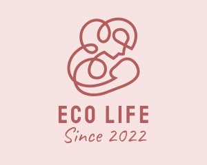 Pink Breastfeeding Mother  logo design