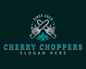 Chainsaw Wood Logging logo design