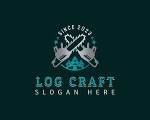 Chainsaw Wood Logging logo design