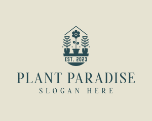 Flower Gardening Plant Shovel logo design