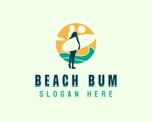 Woman Surfboard Wave logo design