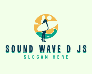 Woman Surfboard Wave logo design