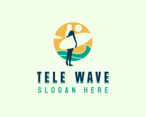 Woman Surfboard Wave logo design