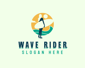 Woman Surfboard Wave logo design