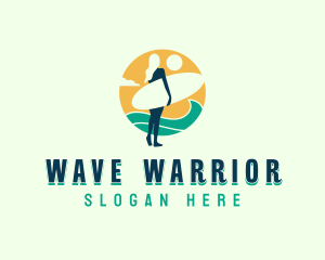 Woman Surfboard Wave logo